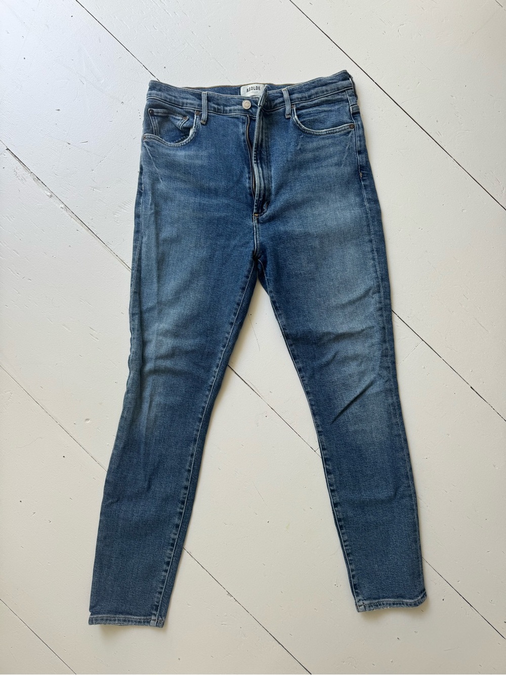 Agolde Women's Dark Blue Skinny High-Rise Jeans, reposhed, stretchy